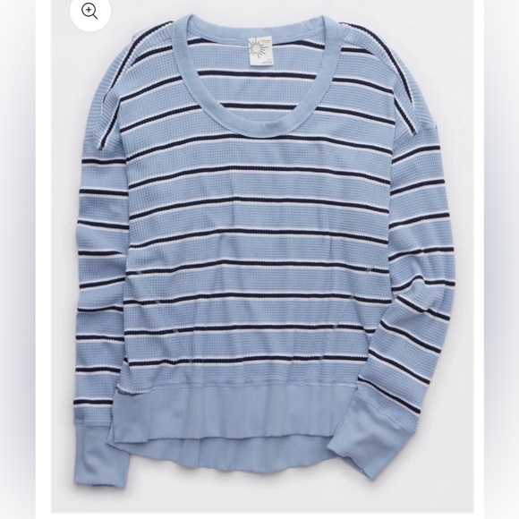 OFFLINE By Aerie Wow! Women's Long Sleeve Striped Waffle T-Shirt - Picture 1 of 6